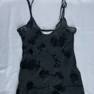 Vintage VS Black Sheer Tank With Velvet Detailing